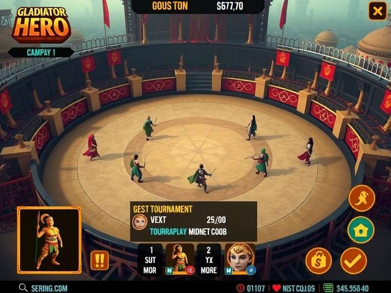 Indore Gladiator Hero gameplay screenshot showing combat arena